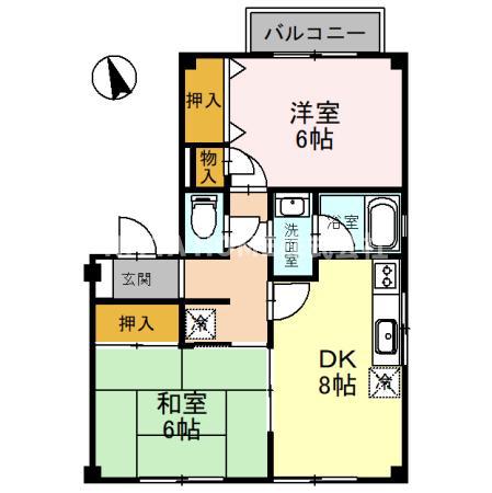 ルミナス(2DK/1階)の間取り写真