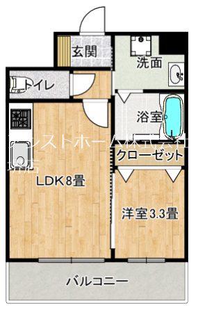 スプランディッド堺東(1LDK/12階)の間取り写真