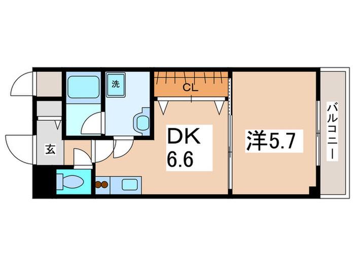 ルミエール・フジ(1DK/2階)の間取り写真