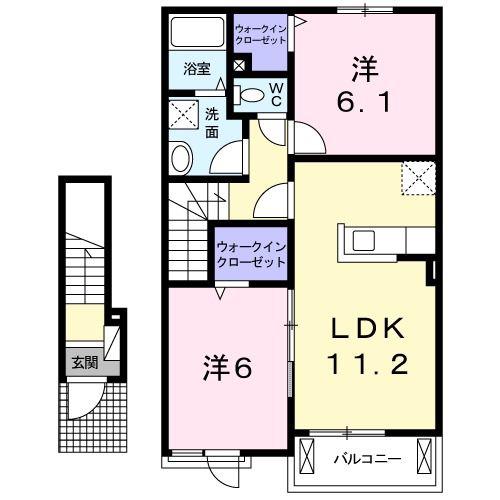 サンリット・ガーデンA棟(2LDK/2階)の間取り写真
