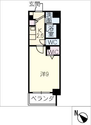 SUGAR HILLS HIGASHIYAMA(1K/6階)の間取り写真