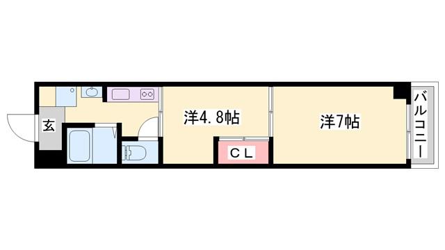 宮西パレス 壱号館(1DK/2階)の間取り写真