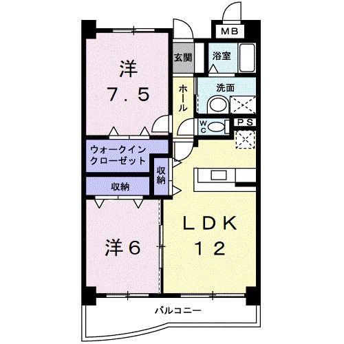 アズゥール(2LDK/1階)の間取り写真