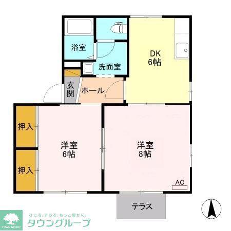 サンハイツS A(2DK/1階)の間取り写真