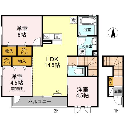 オートルフォワ・パレ(3LDK/2階)の間取り写真