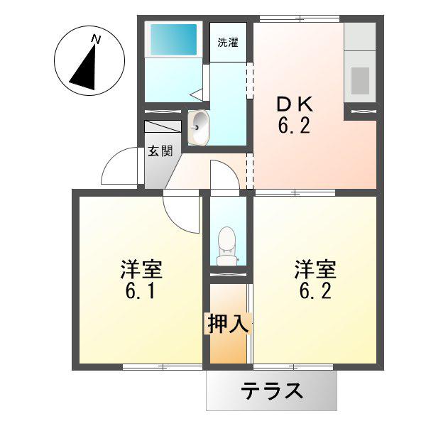 パストラル(2DK/1階)の間取り写真