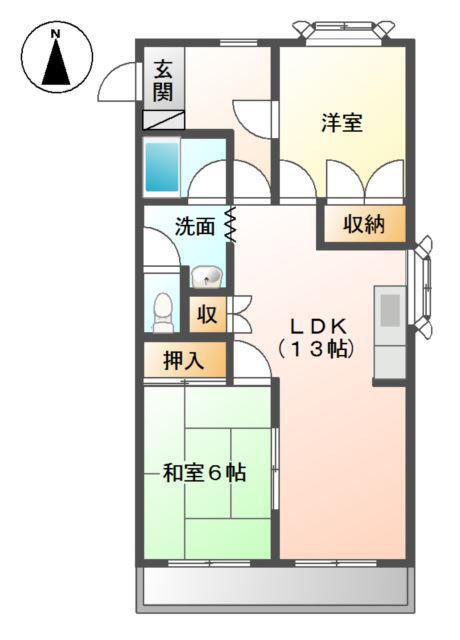 朝宮グリーンメイツ(2LDK/2階)の間取り写真
