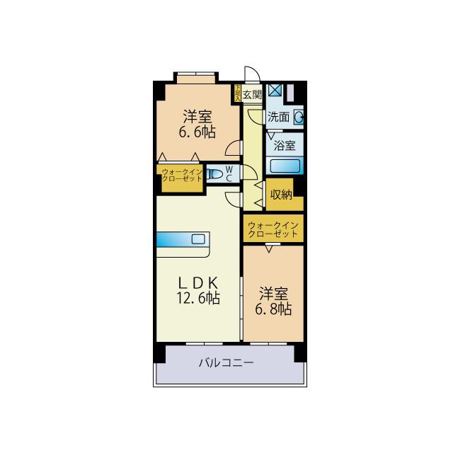 ルシオール次郎丸(2LDK/6階)の間取り写真