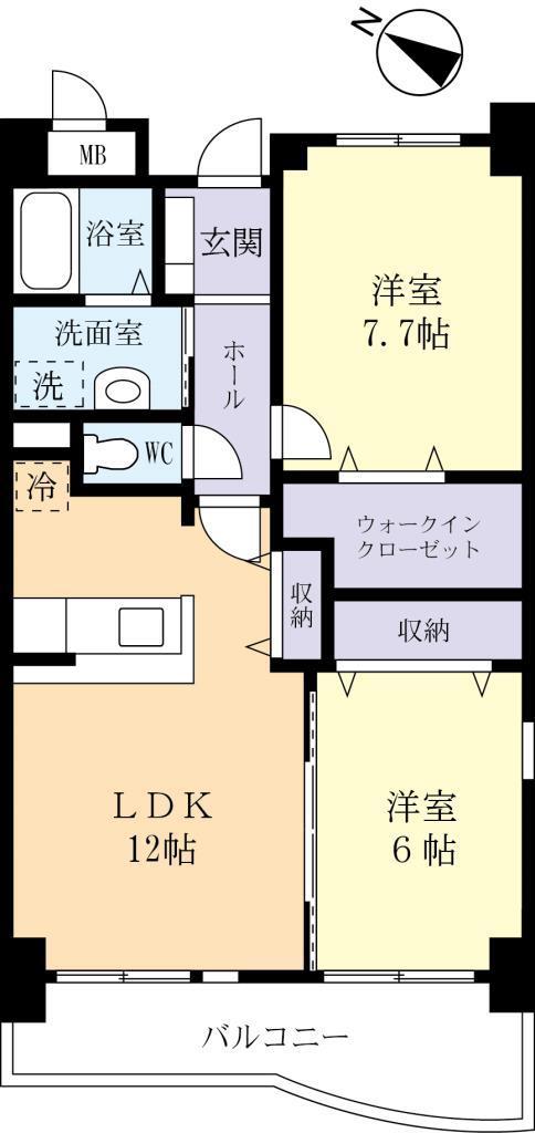 木村ロイヤルマンションIV(2LDK/2階)の間取り写真