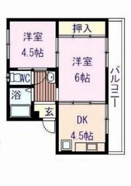 ヴィラナリー三原5号棟(2K/1階)の間取り写真
