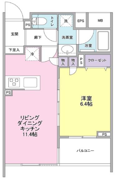 デュエット北千住マキア(1LDK/3階)の間取り写真