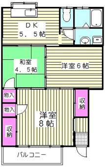 ラフォーレASUKA F棟(3DK/1階)の間取り写真