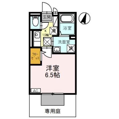 セジュールMARUGEN B(1K/1階)の間取り写真