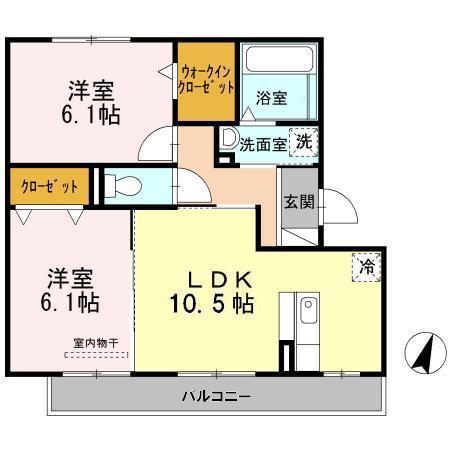 パストラルA棟(2LDK/2階)の間取り写真