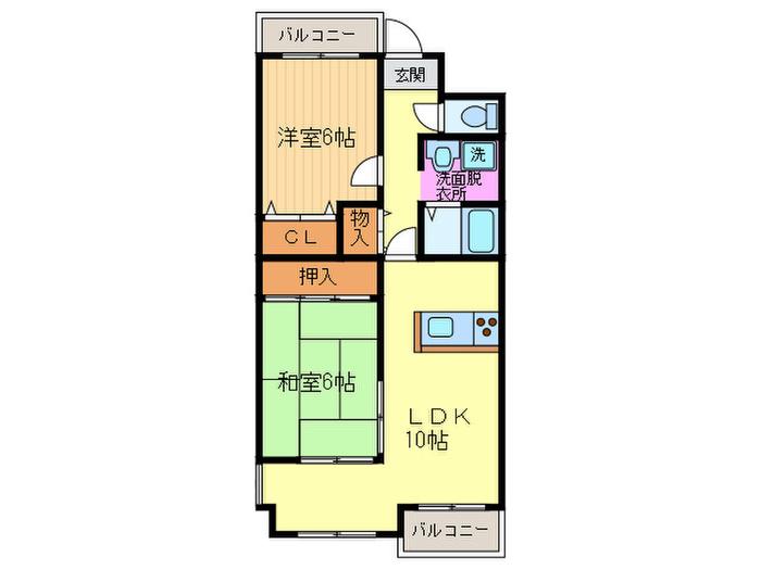 アビジット(2LDK/2階)の間取り写真