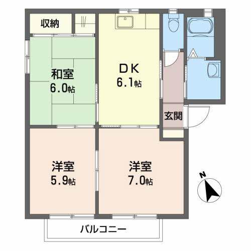 プラネット21(3DK/2階)の間取り写真