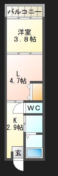 ホープセンター(1LK/3階)の間取り写真