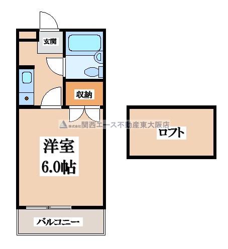 野崎KS(1K/1階)の間取り写真
