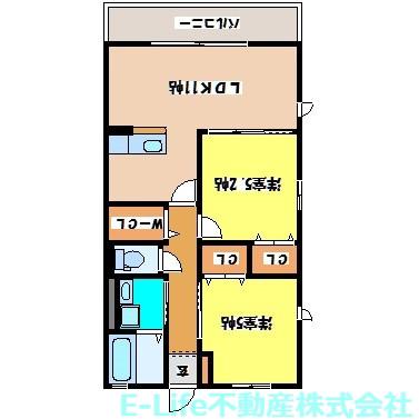 キャロル(2LDK/2階)の間取り写真