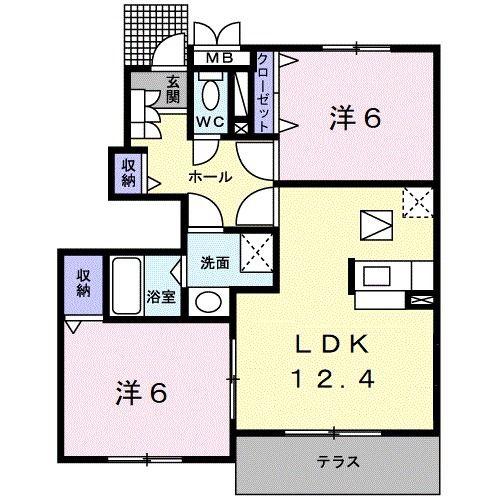 ブリッサユウII(2LDK/1階)の間取り写真