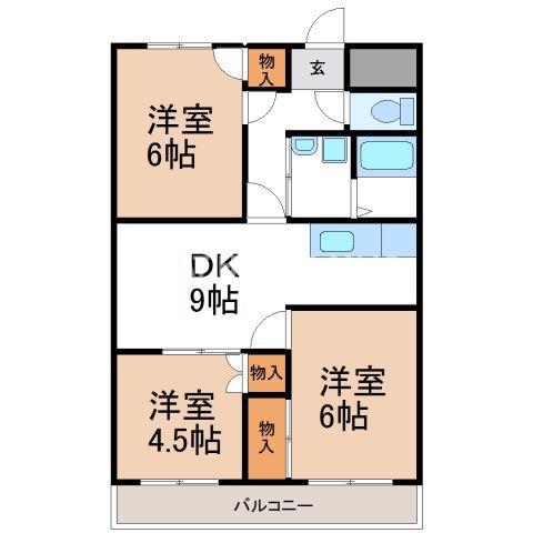 サンライフ弁天(3DK/3階)の間取り写真