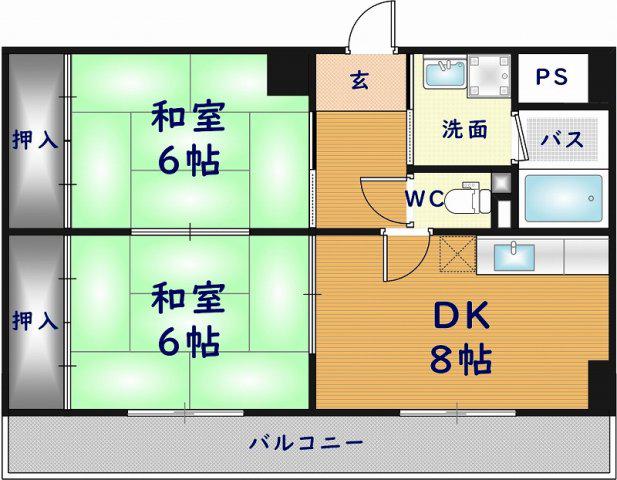タカマツレジデンス布施サウス(2DK/6階)の間取り写真