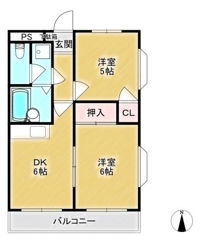S・Tビル(2DK/4階)の間取り写真