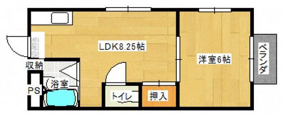 サンシティー洋光(1DK/1階)の間取り写真