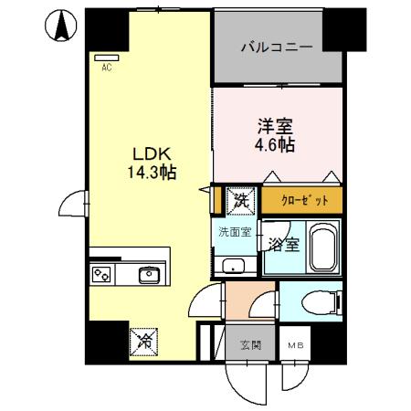 増田屋ビル(1LDK/8階)の間取り写真