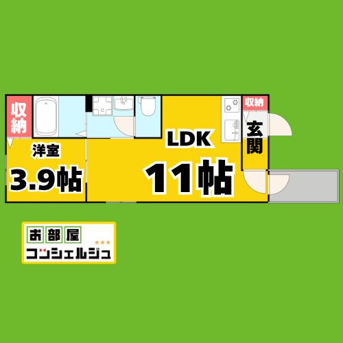 DELA本陣通(1LDK/1階)の間取り写真