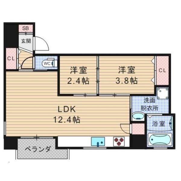 TRUSTMAN HORIE(2LDK/10階)の間取り写真