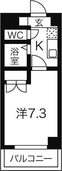 セントラルハイツ滝川(1K/2階)の間取り写真