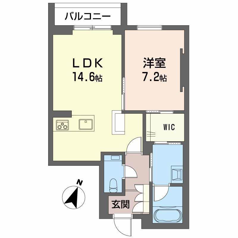 AZUR米山(1LDK/1階)の間取り写真