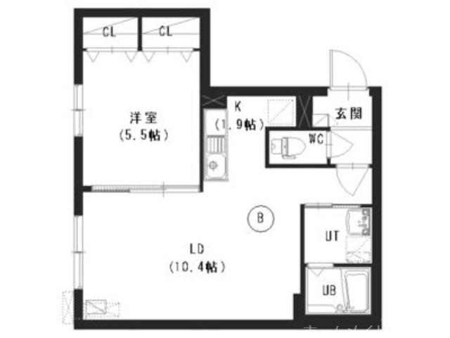 ブランブリエ中の島B棟(1LDK/4階)の間取り写真