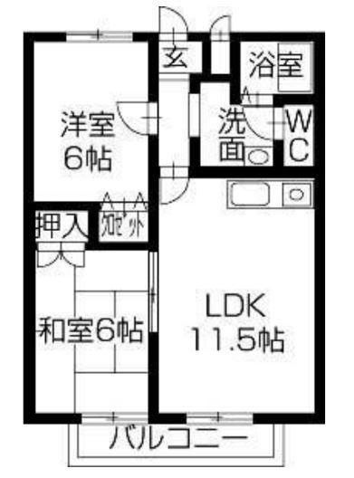 ヴィラスズエ(2LDK/2階)の間取り写真