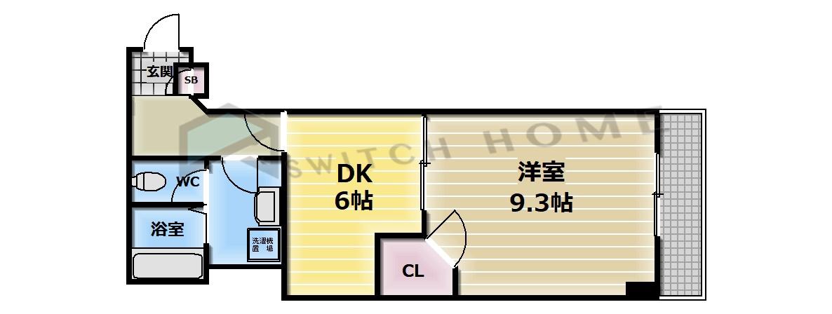 レガーロ布施(1DK/9階)の間取り写真