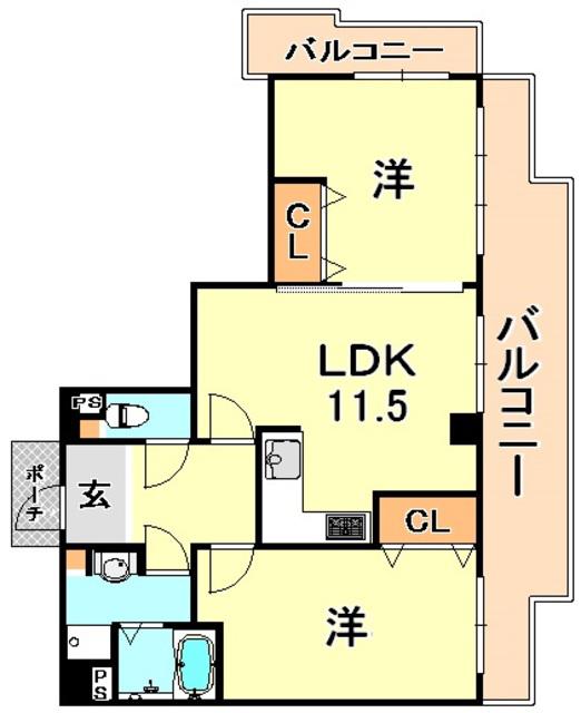 御影ロジュマン(2LDK/3階)の間取り写真