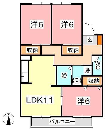 セジュール・グリーン(3LDK/2階)の間取り写真