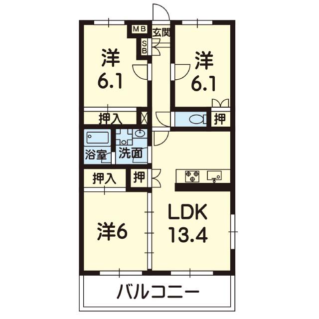 レインボーブリッジII(3LDK/2階)の間取り写真