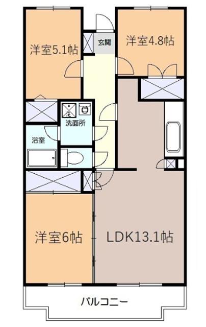 エスポアール高森(3LDK/2階)の間取り写真