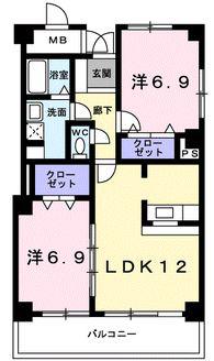 ソーニ・ドゥ・オーロ(2LDK/5階)の間取り写真