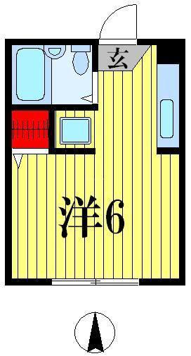 T&Tヒルズ(ワンルーム/1階)の間取り写真