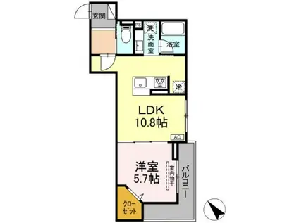 D′BLESS鶴見市場(1LDK/2階)の間取り写真