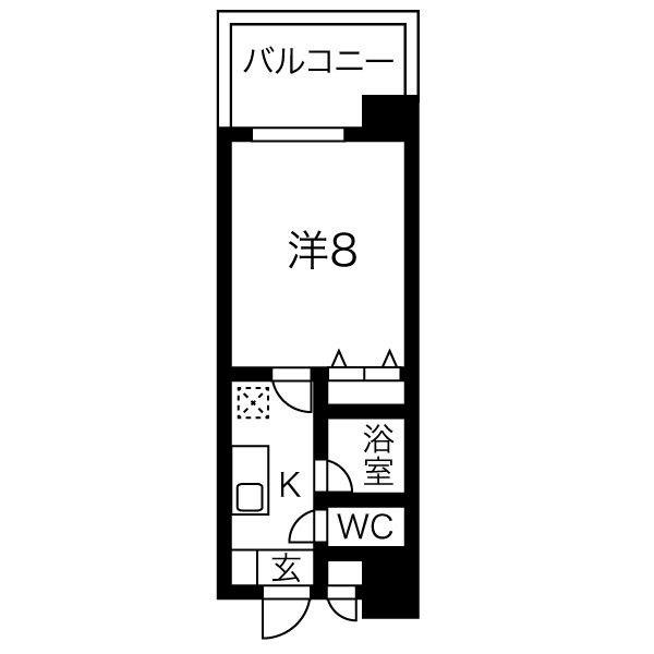 ベル池下(1K/3階)の間取り写真