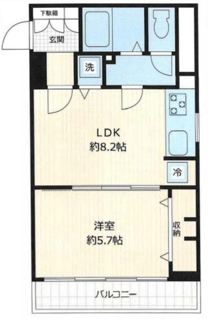 杉並東洋マンション(1DK/4階)の間取り写真