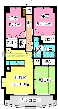 グランドゥール古祇園(3LDK/6階)の間取り写真
