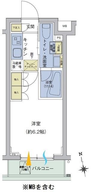 アジールコート品川中延(1K/2階)の間取り写真