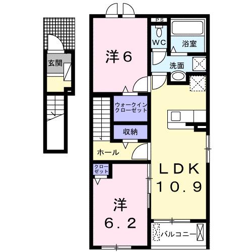 サニー曙(2LDK/2階)の間取り写真