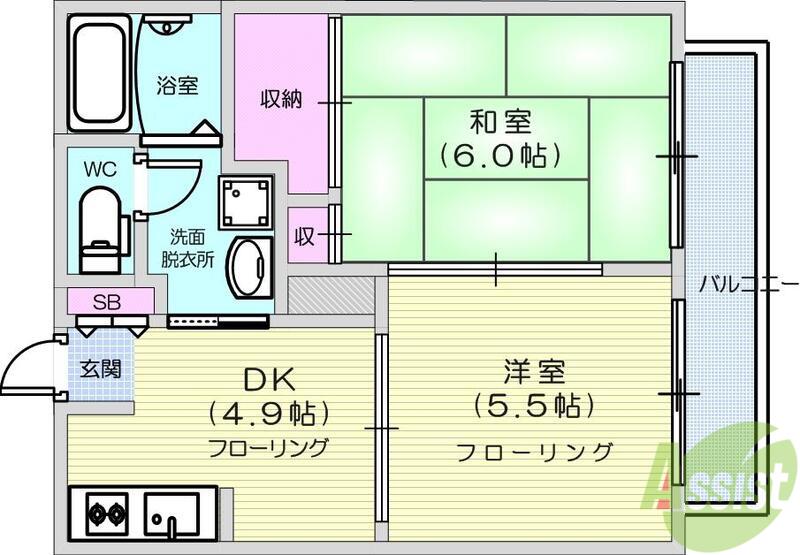 パルメールミズナ(2DK/2階)の間取り写真