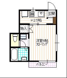タートルヒルズ日吉(1K/2階)の間取り写真